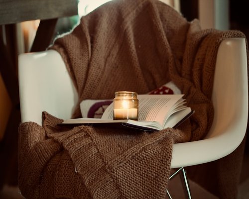 Warm evening reading space for a quiet break